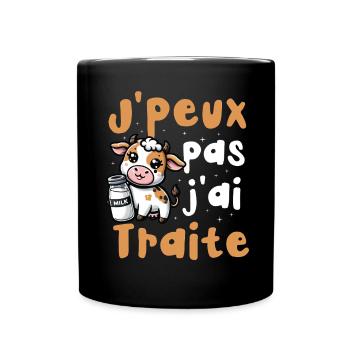 I can't I treated humor cow farmer - Full Colour Mug - black - Front