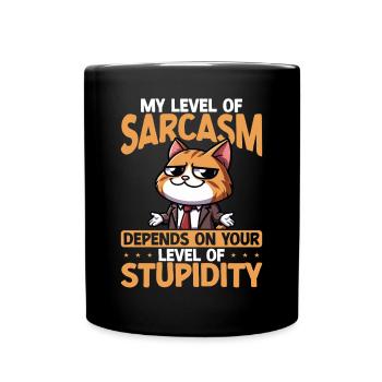 Funny Sarkastic Cat Haltung Business Humor - Tasse einfarbig - Schwarz - Vorne