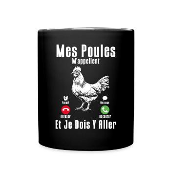 Meine Hühner Rufen Mich Und Ich Muss Als Züchter - Tasse einfarbig - Schwarz - Vorne