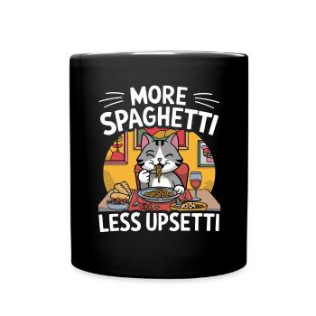 More Spaghetti Less Upsetti Funny Cat Saying Quote - Mug uni - noir - Devant