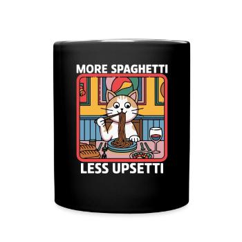 More Spaghetti Less Upsetti Funny Cat Saying Quote - Mug uni - noir - Devant