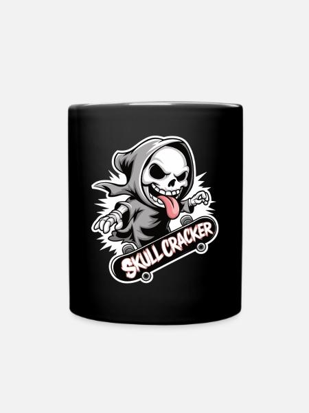 Lustiger Sensenmann auf Skateboard - Tasse einfarbig - Schwarz