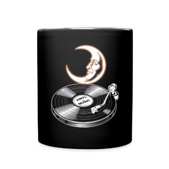 Musique vinyle avec lune - Mug uni - noir - Devant