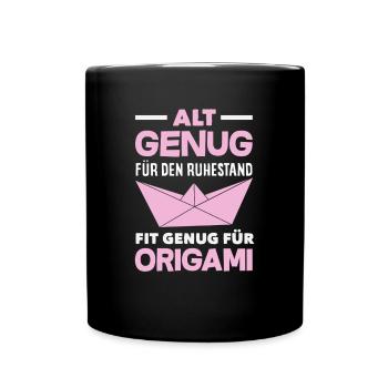 Old enough for retirement, fit enough for origami - Full Colour Mug - black - Front