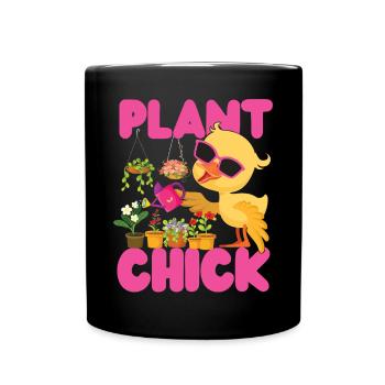 Amateur de plantes jardinage Poulet fille - Mug uni - noir - Devant