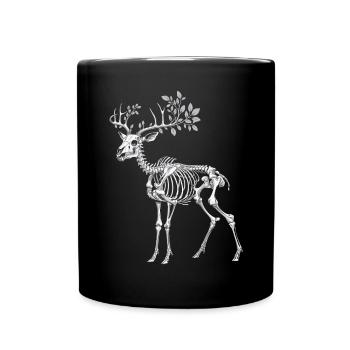Dark Cottagecore Deer Skeleton with Twigs - Full Colour Mug - black - Front