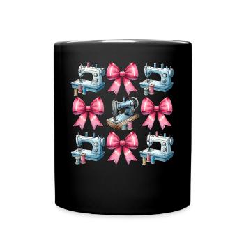 Coquette Bow Nähmaschine Quilten Quilter - Tasse einfarbig - Schwarz - Vorne