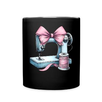 Coquette Bow Nähmaschine Quilten Quilter - Tasse einfarbig - Schwarz - Vorne