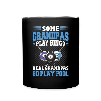 Echte Opas Spielen Billard Pool - Tasse einfarbig - Schwarz - Vorne
