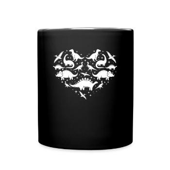 Dinosaur Heart Dino Heart Dinosaur - Full Colour Mug - black - Front