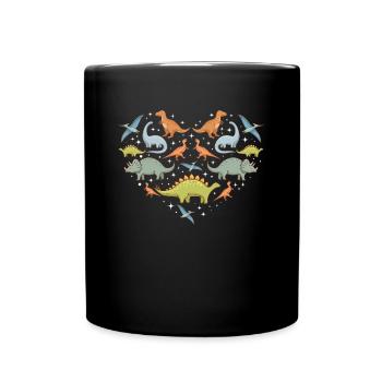 Dinosaur T-Rex Dinosaur T-Rex Dino Heart - Full Colour Mug - black - Front