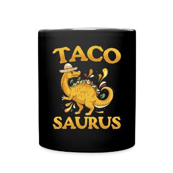 Funny Dinosaur Taco Saurus Taco Dino Funny Dino - Full Colour Mug - black - Front
