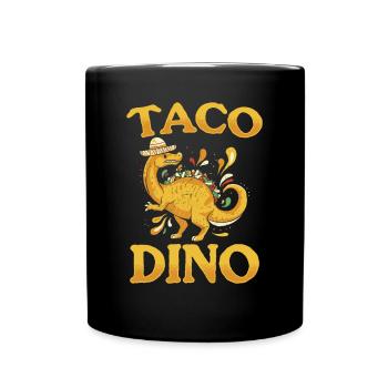 Funny Dinosaur Taco Dino Funny Dino - Full Colour Mug - black - Front