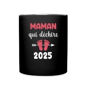 Who Tears Mom 2025 Schwangerschaftsankündigung - Tasse einfarbig - Schwarz - Vorne