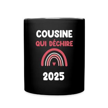 2025 Cousine Who Schwangerschaftsankündigung - Tasse einfarbig - Schwarz - Vorne