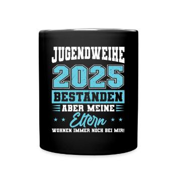Jugendweihe 2025 Mädchen Junge - Tasse einfarbig - Schwarz - Vorne