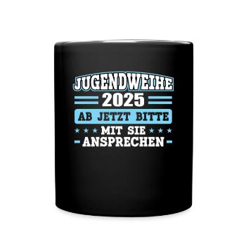 Jugendweihe 2025 Mädchen Junge - Tasse einfarbig - Schwarz - Vorne
