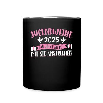 Jugendweihe 2025 Mädchen Junge - Tasse einfarbig - Schwarz - Vorne