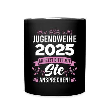 Jugendweihe 2025 Mädchen Junge - Tasse einfarbig - Schwarz - Vorne