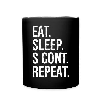 eat sleep s cont repeat - Tasse einfarbig - Schwarz - Vorne