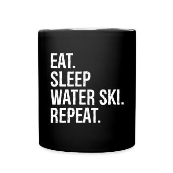 eat sleep waterski repeat - Tasse einfarbig - Schwarz - Vorne