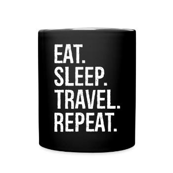 Manger dormir Voyager Répéter - Mug uni - noir - Devant