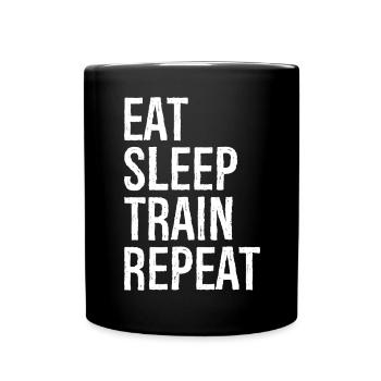 Manger Dormir Train Répéter - Mug uni - noir - Devant