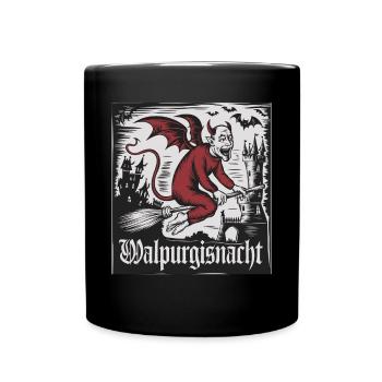Hexen Walpurgisnacht Fliegender Dämon Mit Schloss - Tasse einfarbig - Schwarz - Vorne