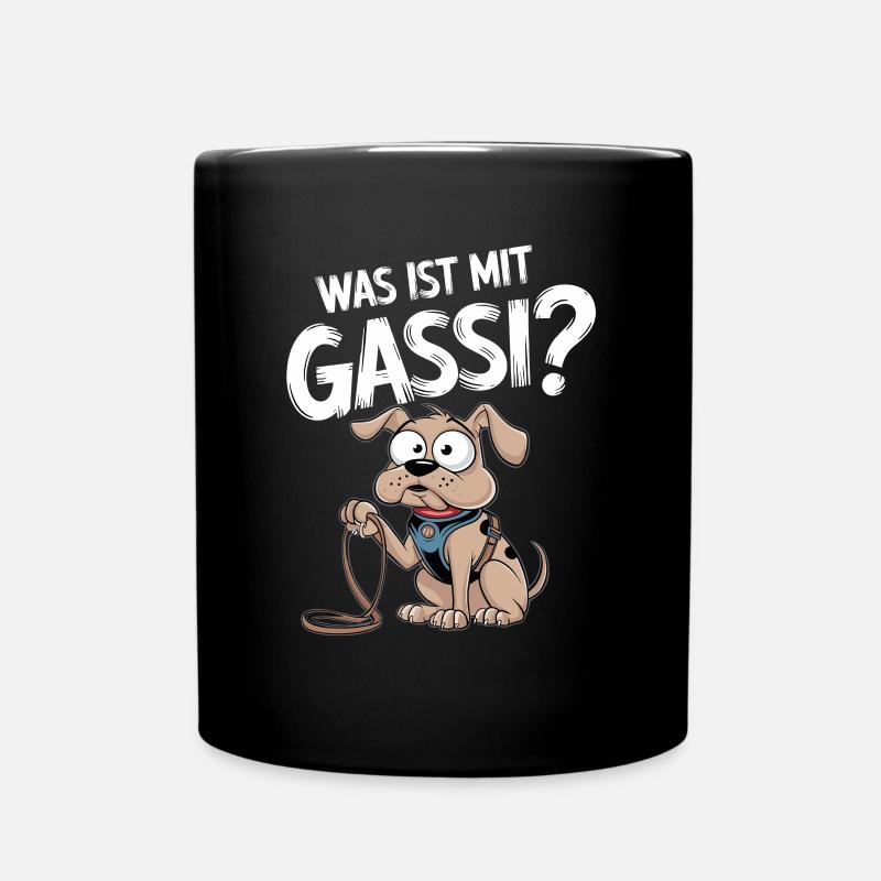 Was Ist Mit Gassi? Lustiger Hund Fragt Nach - Tasse einfarbig - Schwarz