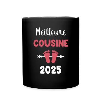 Beste Cousine 2025 Schwangerschaftsankündigung - Tasse einfarbig - Schwarz - Vorne