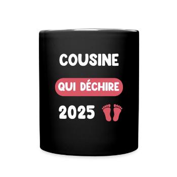 Das rockt die Ankündigung der Cousine-Schwangerschaft 2025 - Tasse einfarbig - Schwarz - Vorne