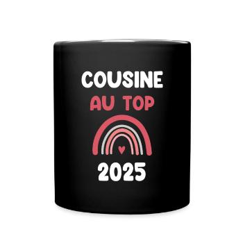2025 Cousine bei der Top-Schwangerschaftsankündigung - Tasse einfarbig - Schwarz - Vorne