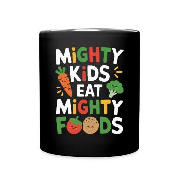 Habitudes alimentaires saines pour les enfants Manger vert - Mug uni - noir - Devant