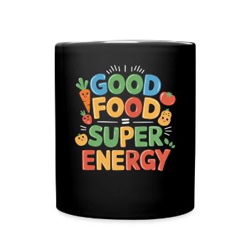 Habitudes alimentaires saines pour les enfants Manger vert - Mug uni - noir - Devant