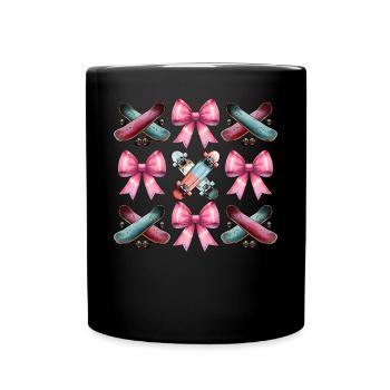 Kokette Schleife Skateboarding Skateboarder Skater - Tasse einfarbig - Schwarz - Vorne