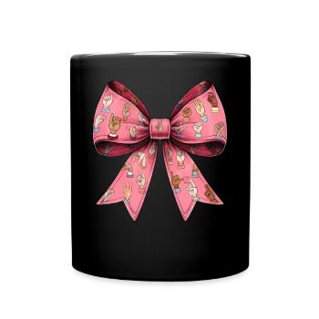 Coquette Bow Sign Language ASL Deaf Teacher - Tasse einfarbig - Schwarz - Vorne
