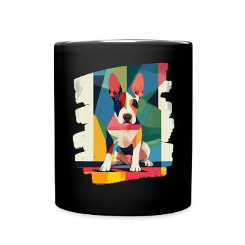 Bullterrier Kampfhund Hunderasse - Tasse einfarbig - Schwarz - Vorne