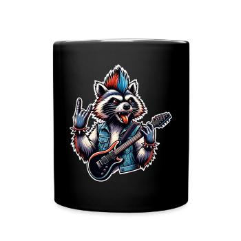 Raccoon Rock and Roll Guitariste Guitare électrique - Mug uni - noir - Devant