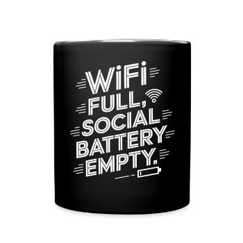 WiFi Voll Soziale Batterie Leer Lustiges Tech-Zitat - Tasse einfarbig - Schwarz - Vorne