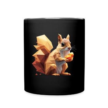 Écureuil low-poly - Mug uni - noir - Devant