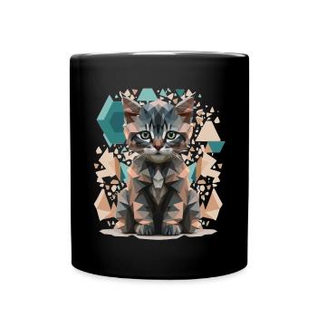 Low-Poly Cats Art - Full Colour Mug - black - Front