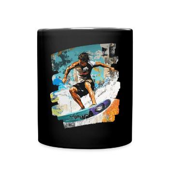 Surfergirl,Surfer,Surfer Design,Surf Shirt,Wellenr - Tasse einfarbig - Schwarz - Vorne