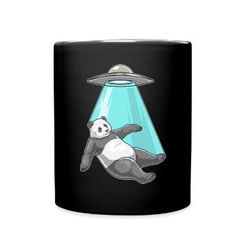 Panda Raumschiff Weltraum - Tasse einfarbig - Schwarz - Vorne