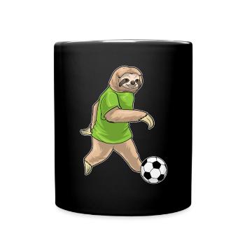 Faultier Fußballspieler Fußball - Tasse einfarbig - Schwarz - Vorne