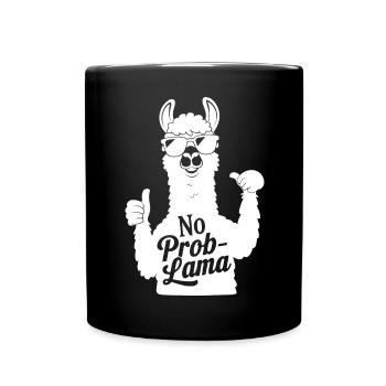 No ProbLlama Lustiges Lama Wortspiel Niedliches Tier - Tasse einfarbig - Schwarz - Vorne