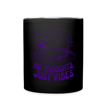 No Thoughts Just Vibes Chill Capybara - Full Colour Mug - black - Front