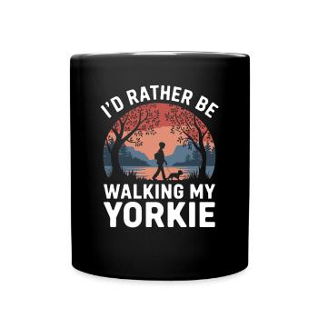 Ich Gehe Lieber Mit Meinem Yorkie Spazieren - Tasse einfarbig - Schwarz - Vorne