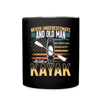 Never Underestimate An Old Man With a Kayak - Full Colour Mug - black - Front