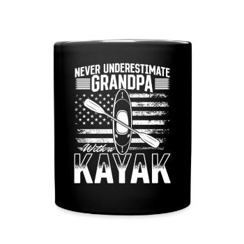 Never underestimate grandpa with a kayak - Kayaker - Full Colour Mug - black - Front