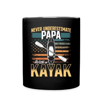 Never underestimate Papa with a kayak - Daddy - Full Colour Mug - black - Front